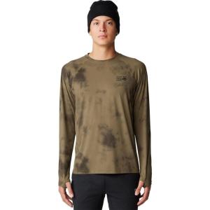 Mountain Hardwear Men’s Crater Lake Long Sleeve Crew Shirt for Hiking, Camping, Outdoor Adventures, and Casual Wear(Raw Clay Clouds Dye Print)
