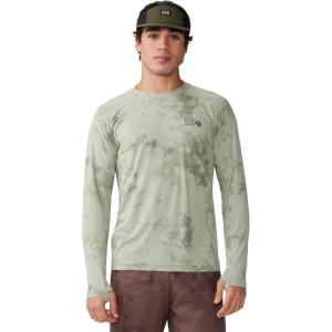 Mountain Hardwear Men’s Crater Lake Long Sleeve Crew Shirt for Hiking, Camping, Outdoor Adventures, and Casual Wear(White Sage Nebula Print)