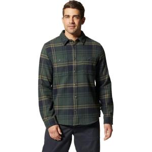 Mountain Hardwear Mens Plusher Long Sleeve Shirt(Black Spruce Bonfire Plaid)